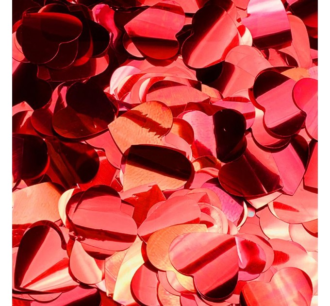 Пневмохлопушка CM001 "Рубиновая Любовь" / Ruby Love (красные сердца, фольга) 30см
