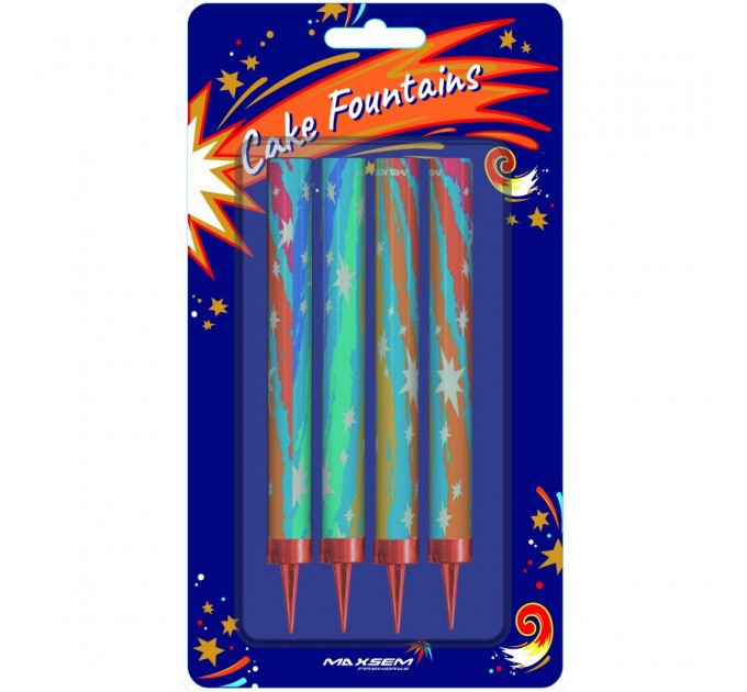Фейерверк для торта MF-004 Разноцветный огонь / Flower fountain (упаковка 4 шт.)