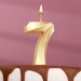 Свеча для торта "Грань" золотая - цифра "7" 7,8 см