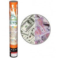 Пневмохлопушка CM035 "MONEY" (USD, Euro "денежные купюры") 30см
