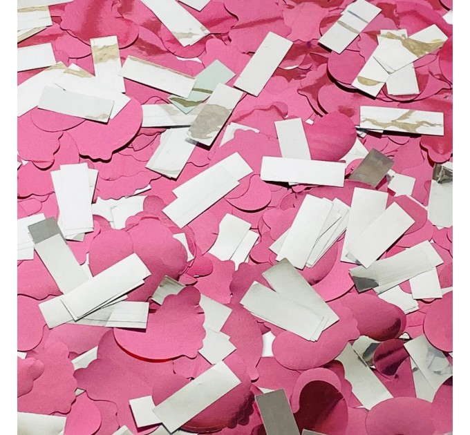 Пневмохлопушка CM015 Pink "Бэби-бум" / Baby Boom для Гендер Пати (Gender Party) (девочка, конфетти, фольга) 30см