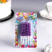Свечи для торта 7см "Металлик" фиолетовые с подставками (упаковка 10 шт.)